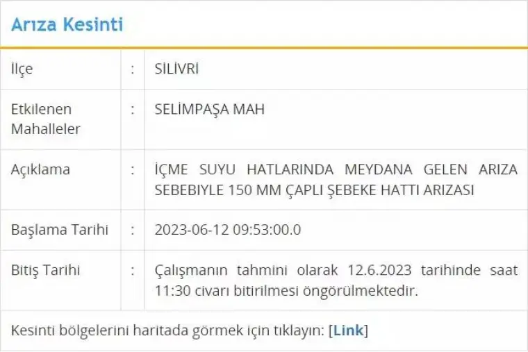 İstanbul'da Bugün 8 İlçeye Su Verilemeyecek! İşte O İlçeler 12 Haziran 2023 Pazartesi 6