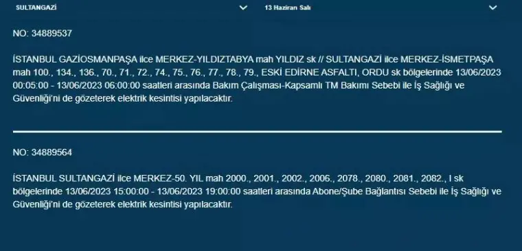 İstanbul'da Yarın O İlçelerde Saatlerce Elektrik Kesintisi Olacak! 13 Haziran 2023 Elektrik Kesintisi 24