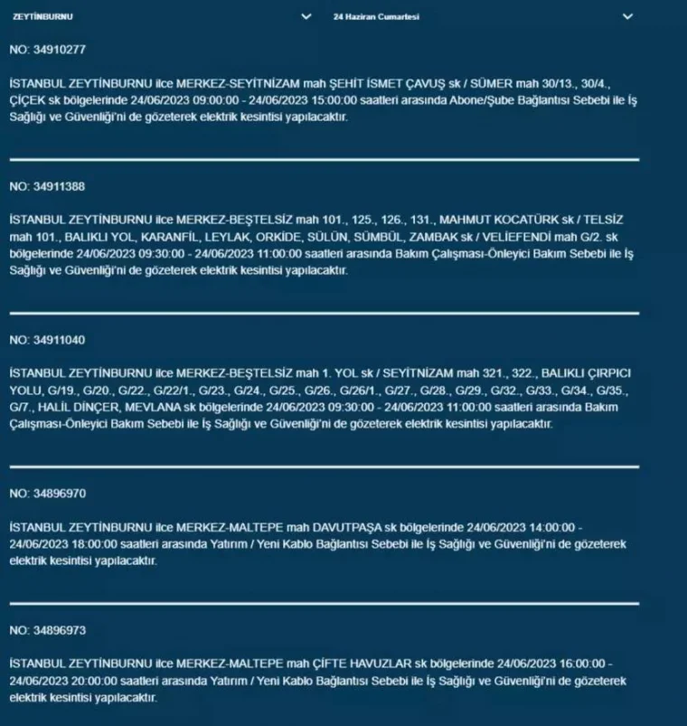 Haftasonu O İlçelerde Elektrik Kesintisi Olacak 20