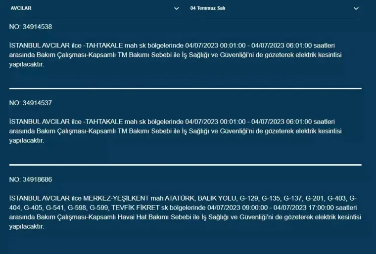 İstanbullular Dikkat! Bugün O İlçeler Elektriksiz Kalacak 2