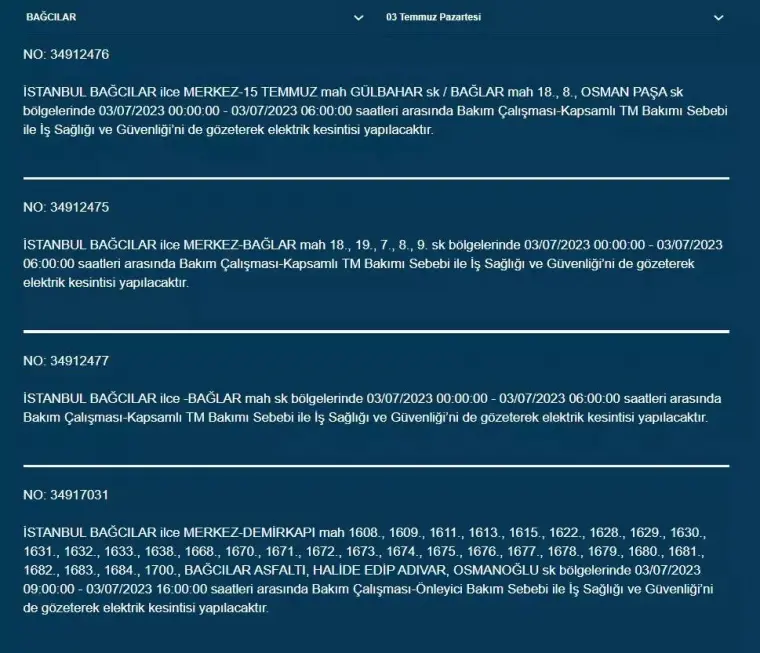 İstanbullular Dikkat! Yarın Birçok İlçede Elektrikler Kesilecek! 3