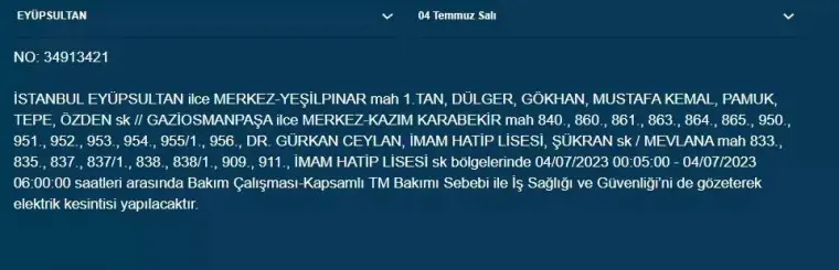 İstanbullular Dikkat! Bugün O İlçeler Elektriksiz Kalacak 7