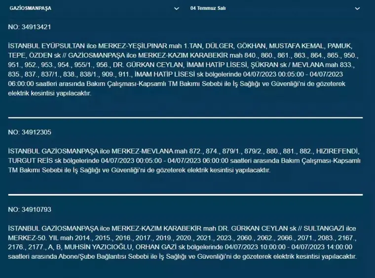 İstanbullular Dikkat! Bugün O İlçeler Elektriksiz Kalacak 9