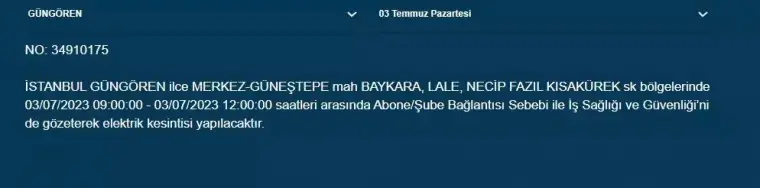 İstanbullular Dikkat! Yarın Birçok İlçede Elektrikler Kesilecek! 11