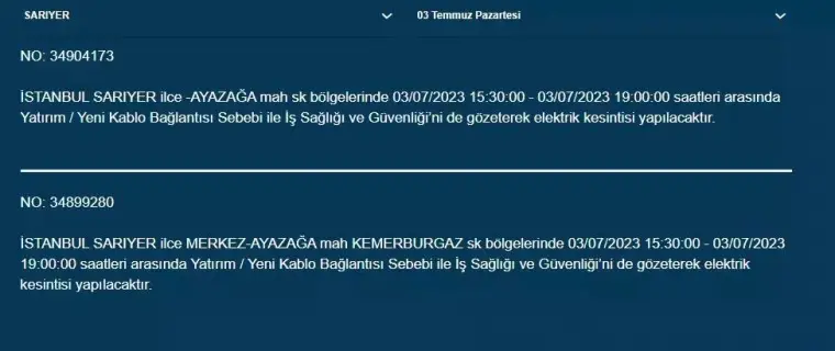 İstanbullular Dikkat! Yarın Birçok İlçede Elektrikler Kesilecek! 13