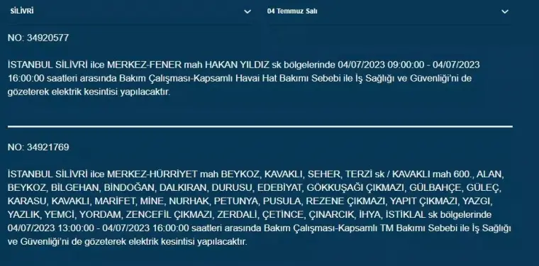 İstanbullular Dikkat! Bugün O İlçeler Elektriksiz Kalacak 12