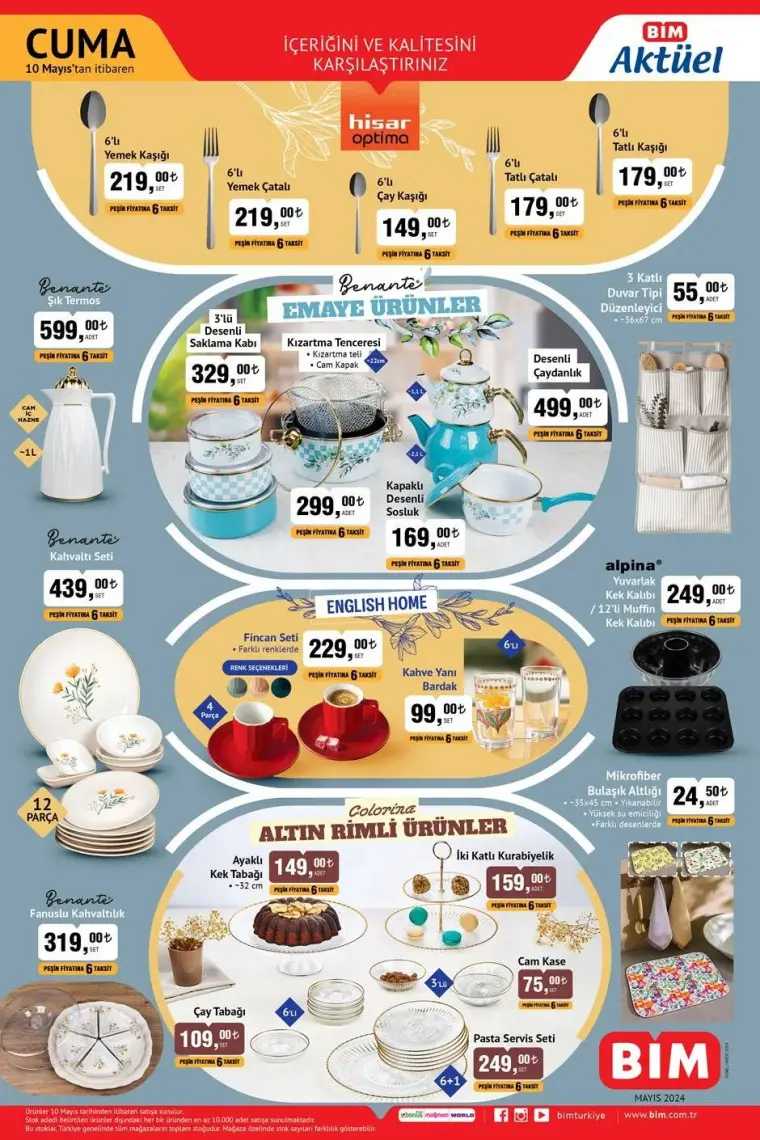 BİM 10 Mayıs 2024 bu hafta Vileda temizlik set, English Home ve Hisar takımları, emaye ve valiz çeşitleri satışta olacak! 3