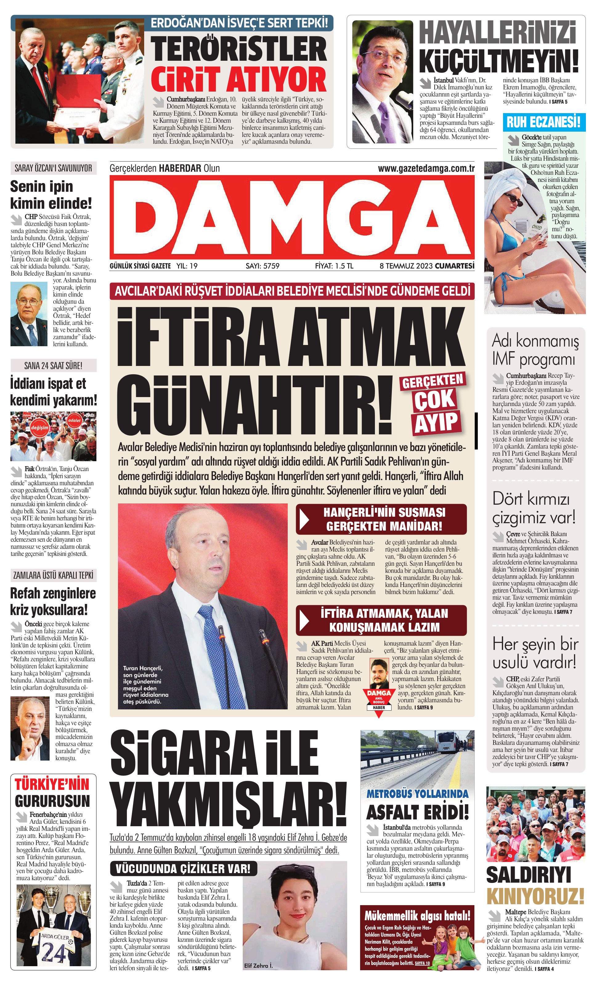 https://www.damga.com/DAMGA 8 Temmuz 2023 Cumartesi Sayfaları