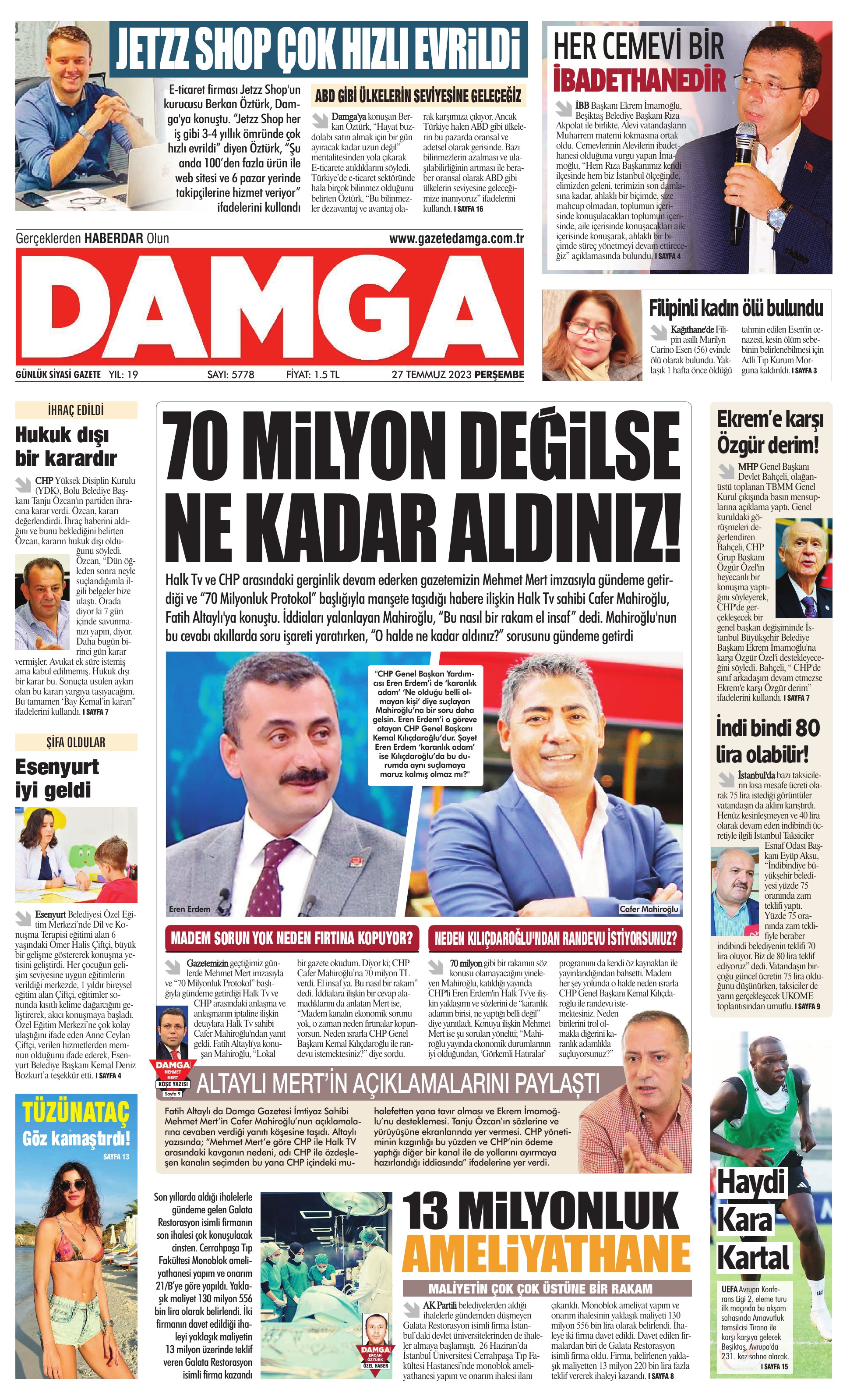 https://www.damga.com/DAMGA 27 Temmuz 2023 Perşembe Sayfaları