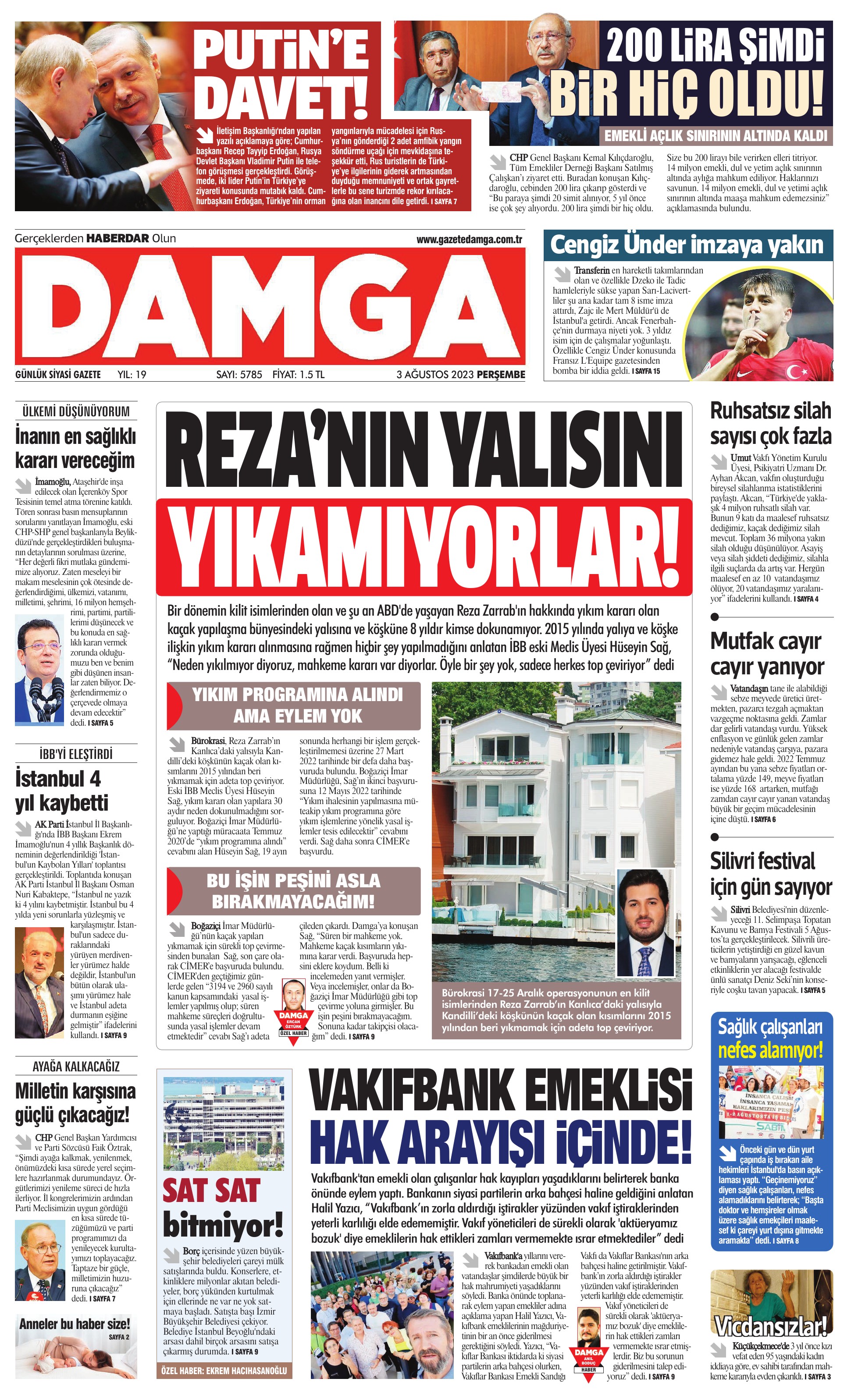 https://www.damga.com/DAMGA 3 Ağustos 2023 Perşembe Sayfaları