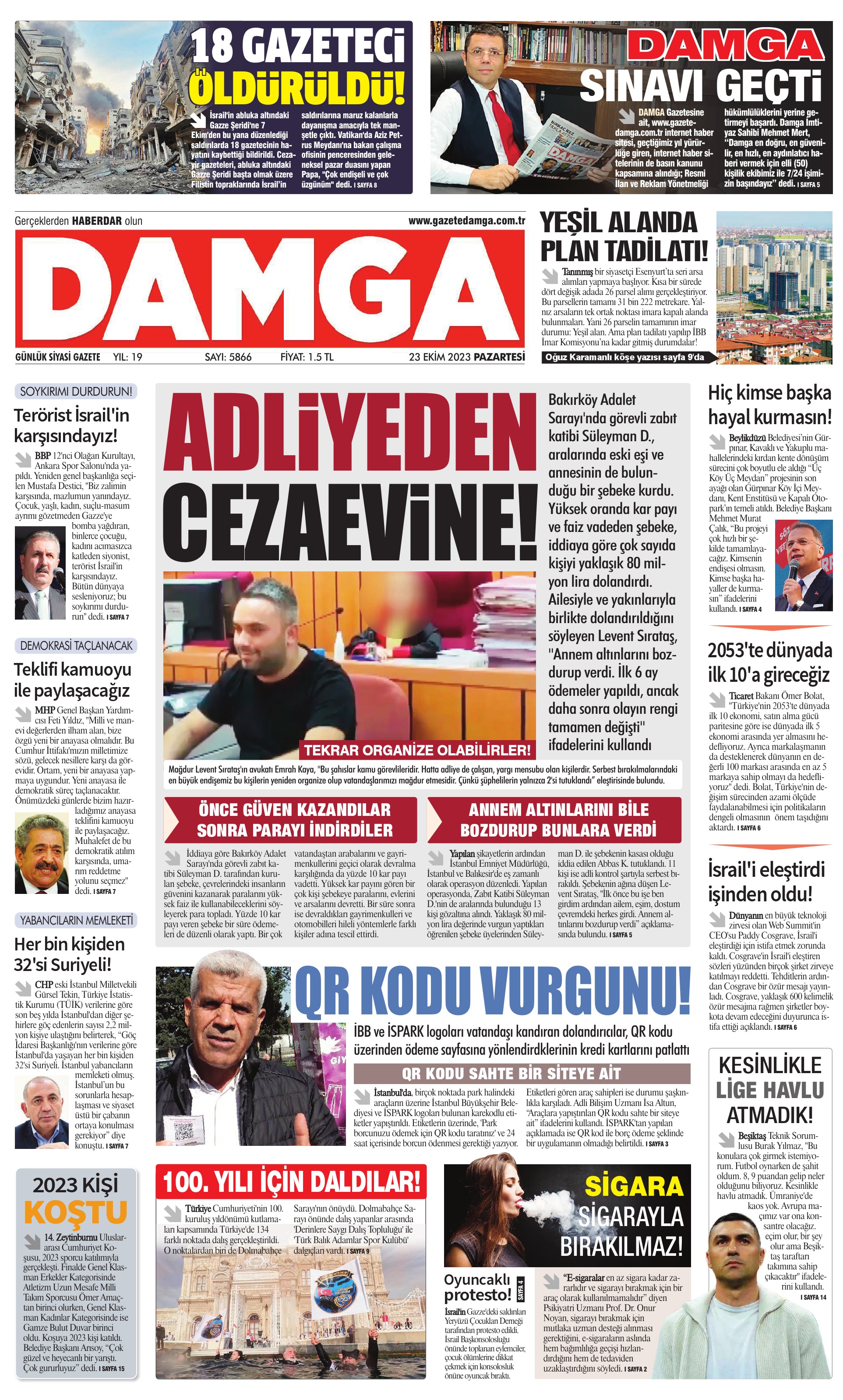 https://www.damga.com/DAMGA 23 Ekim 2023 Pazartesi Sayfaları