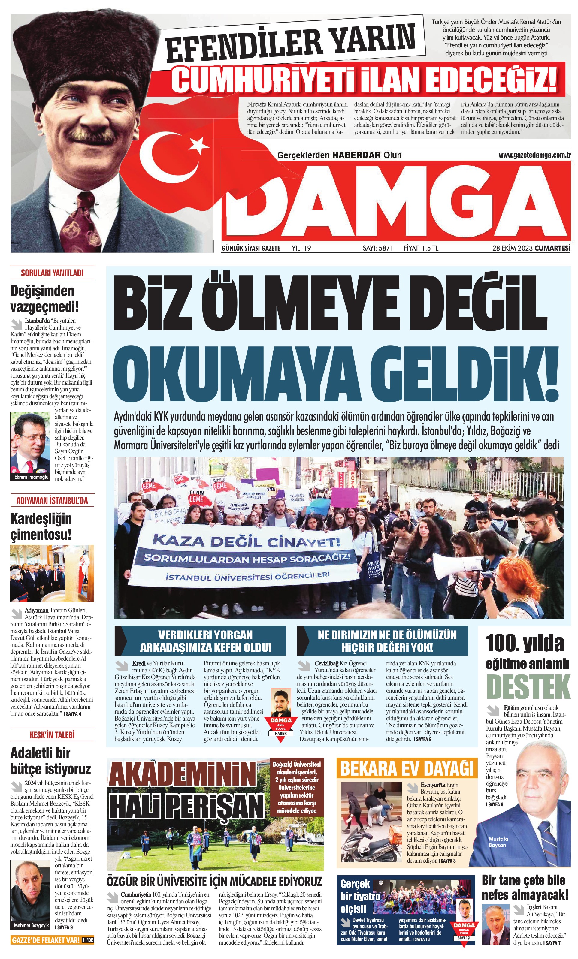 https://www.damga.com/DAMGA 28 Ekim 2023 Cumartesi Sayfaları