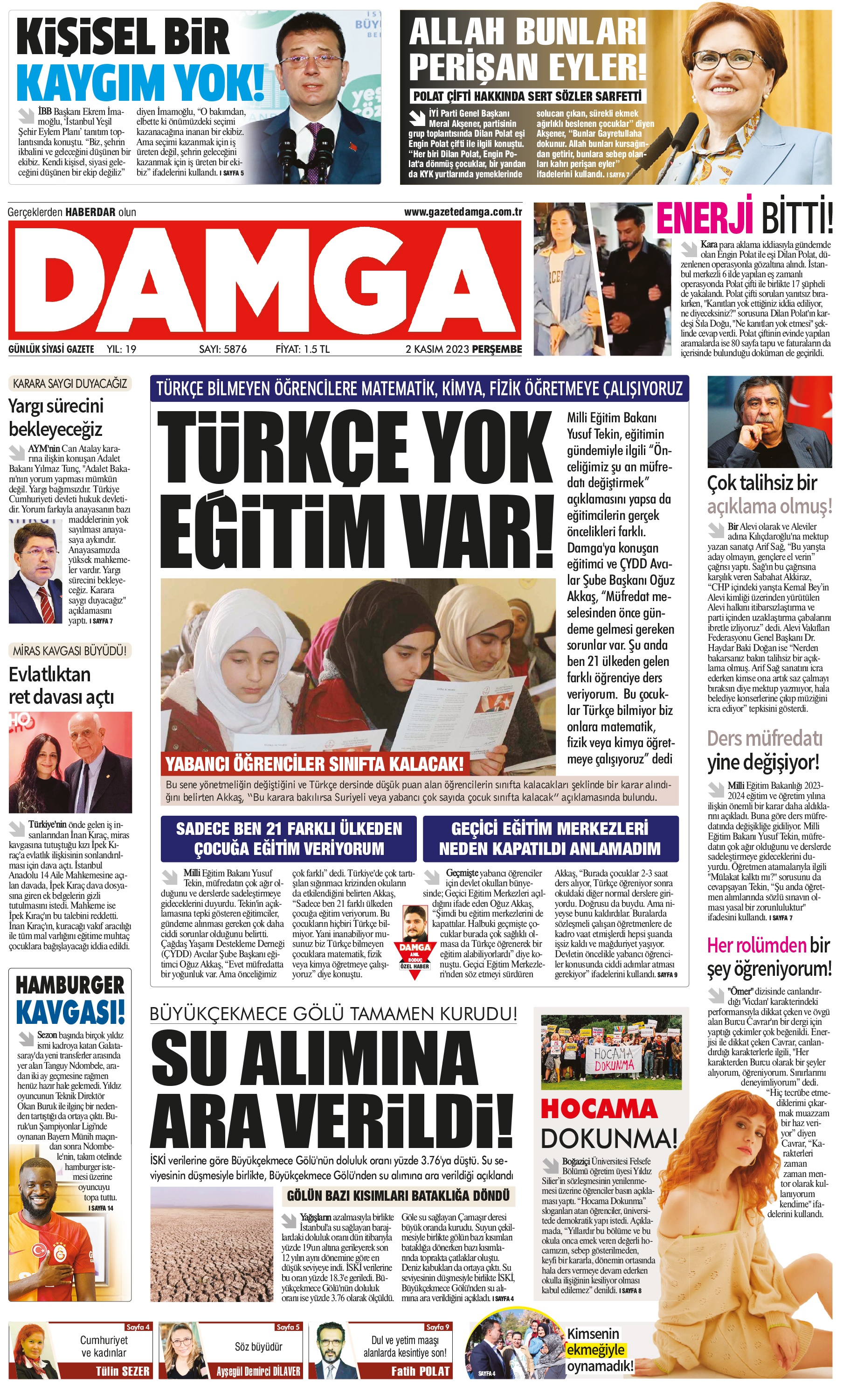 https://www.damga.com/DAMGA 2 Kasım 2023 Perşembe Sayfaları