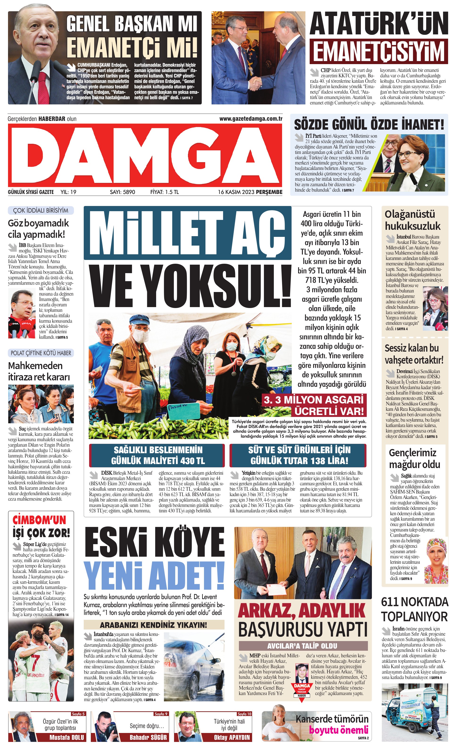 https://www.damga.com/DAMGA 16 Kasım 2023 Perşembe Sayfaları