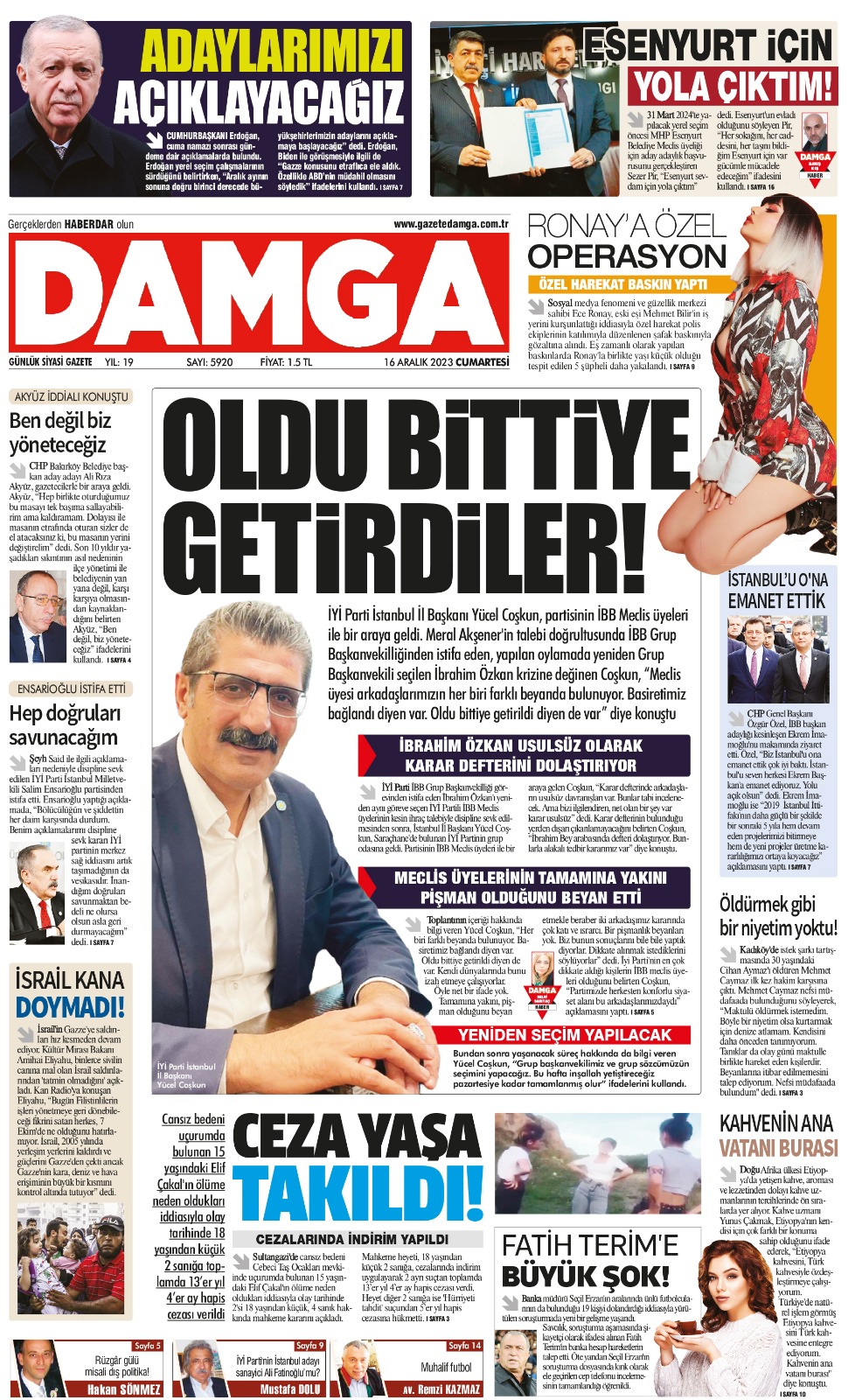 https://www.damga.com/DAMGA 16 Aralık 2023 Cumartesi Sayfaları