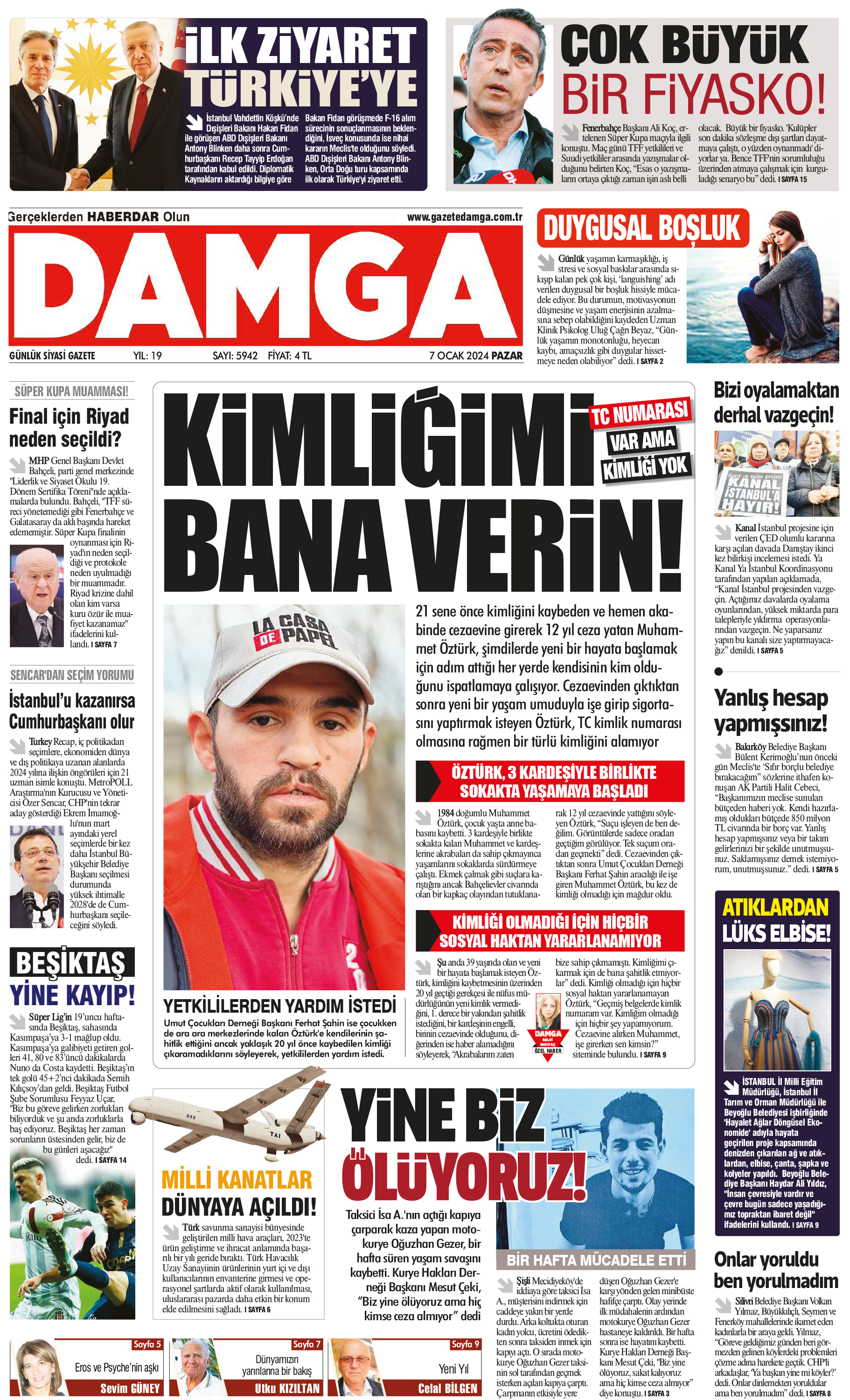 https://www.damga.com/DAMGA 7 Ocak 2024 Pazar Sayfaları