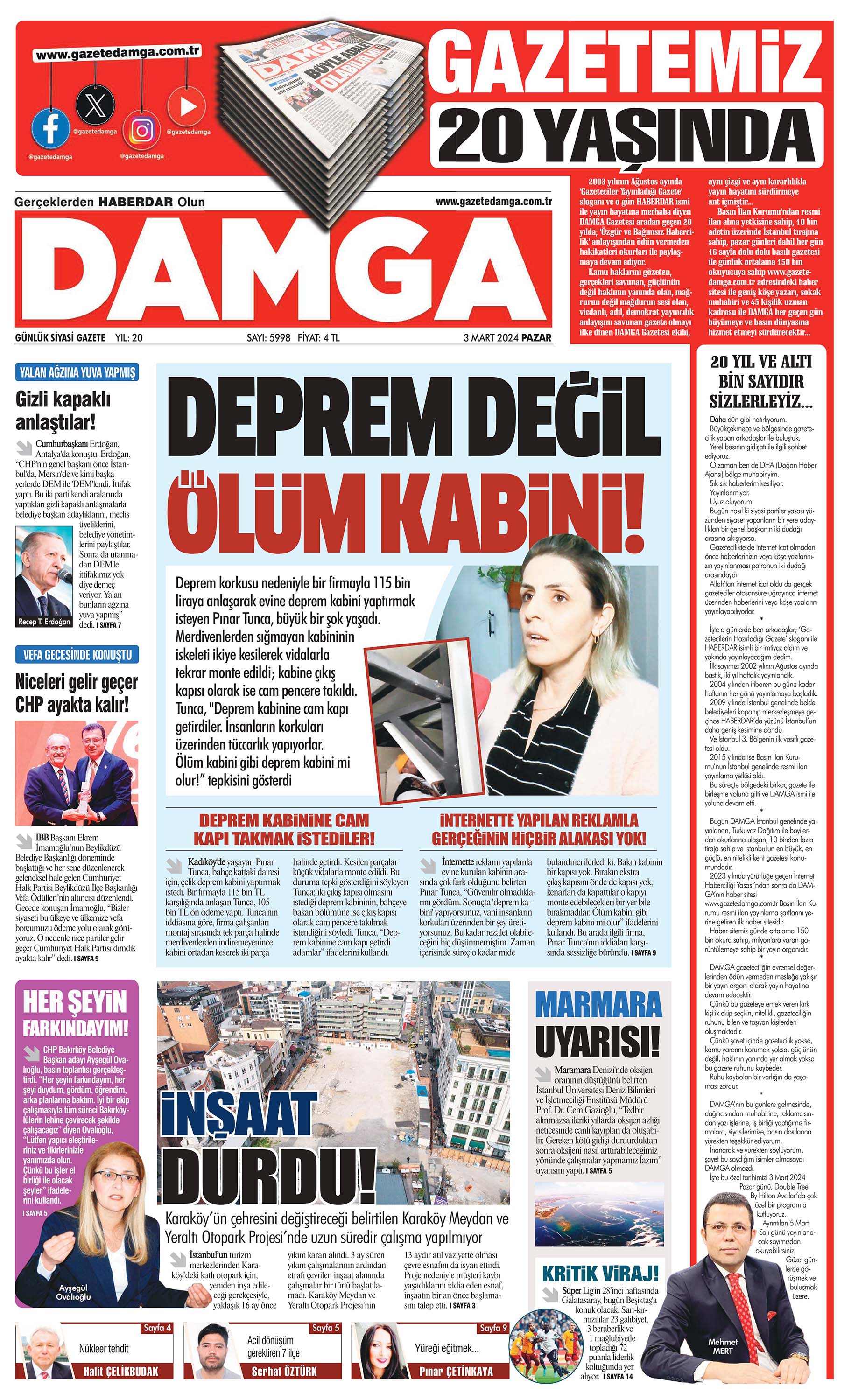 https://www.damga.com/DAMGA 03 Mart 2024 Pazar Sayfaları