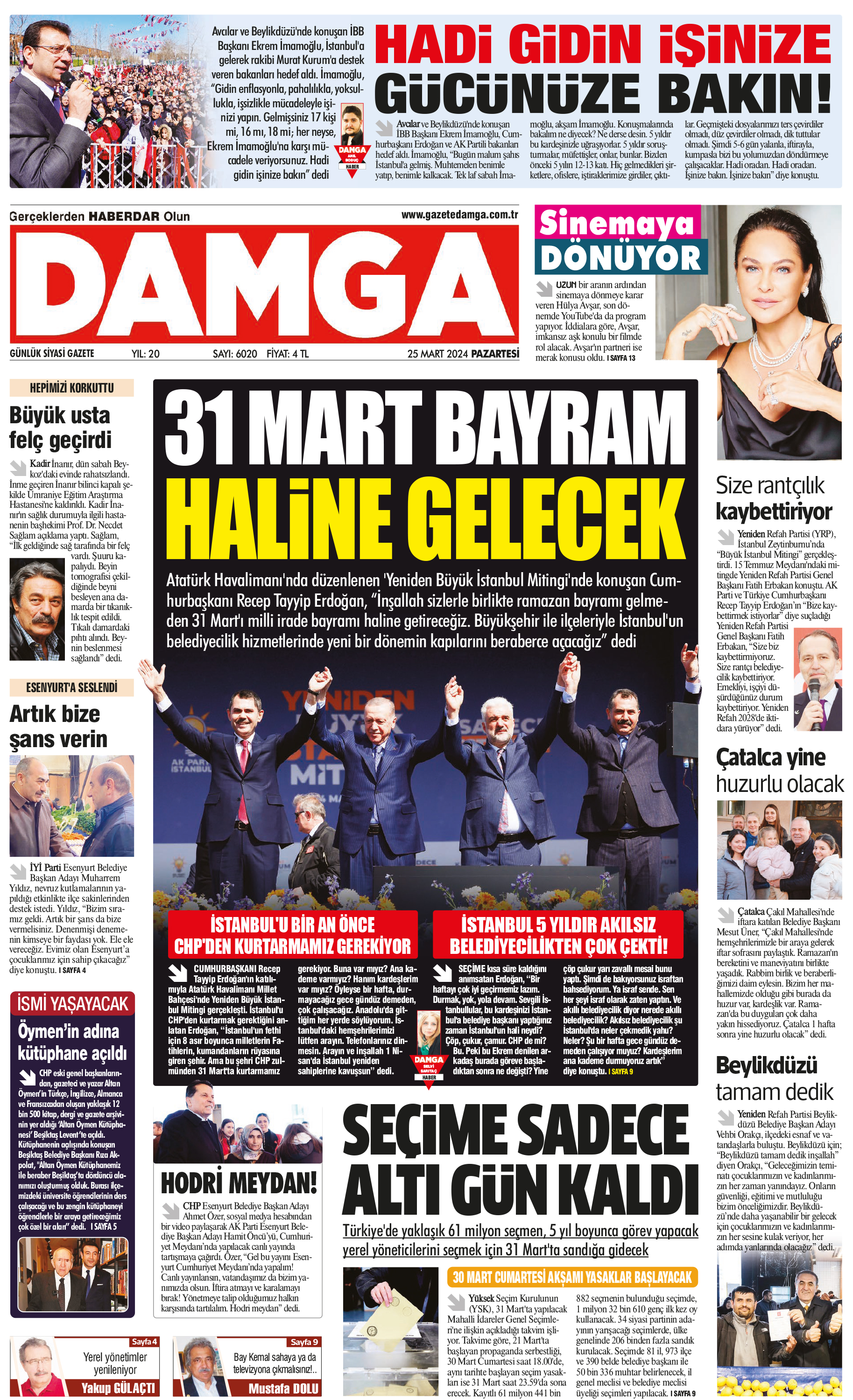 https://www.damga.com/DAMGA 25 Mart 2024 Pazartesi Sayfaları