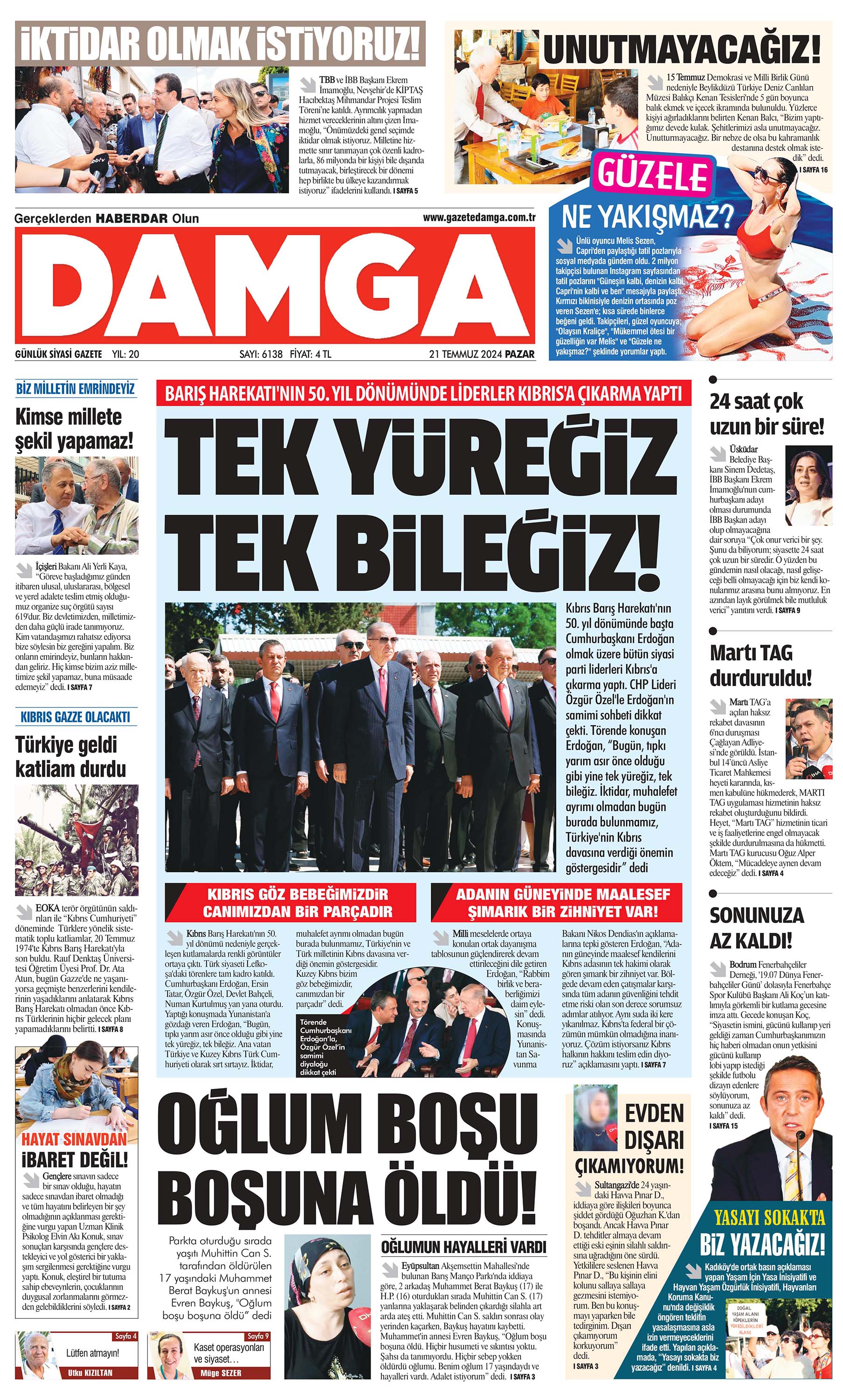 https://www.damga.com/DAMGA 21 Temmuz 2024 Pazar Sayfaları