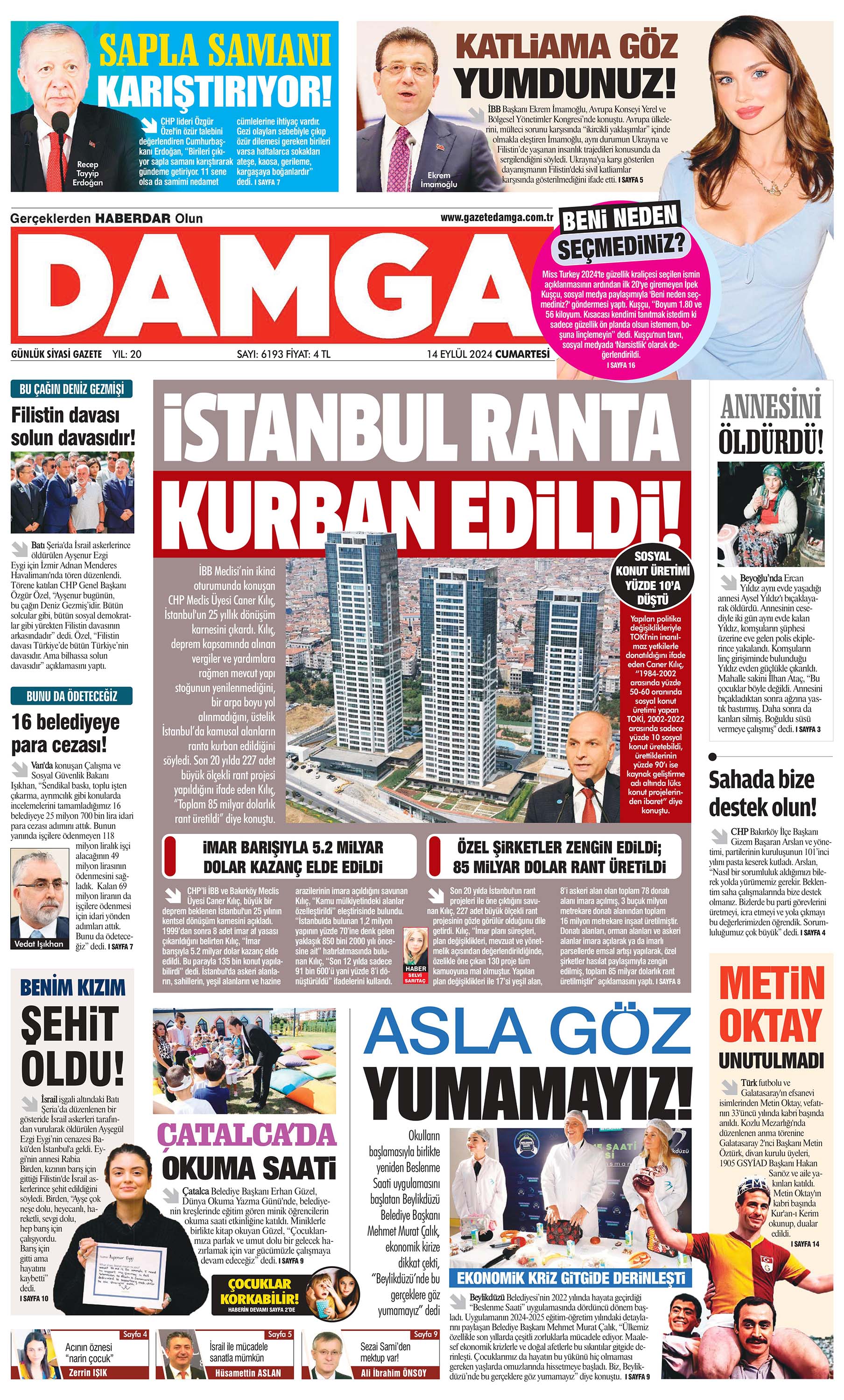 https://www.damga.com/DAMGA 14 Eylül 2024 Cumartesi Sayfaları