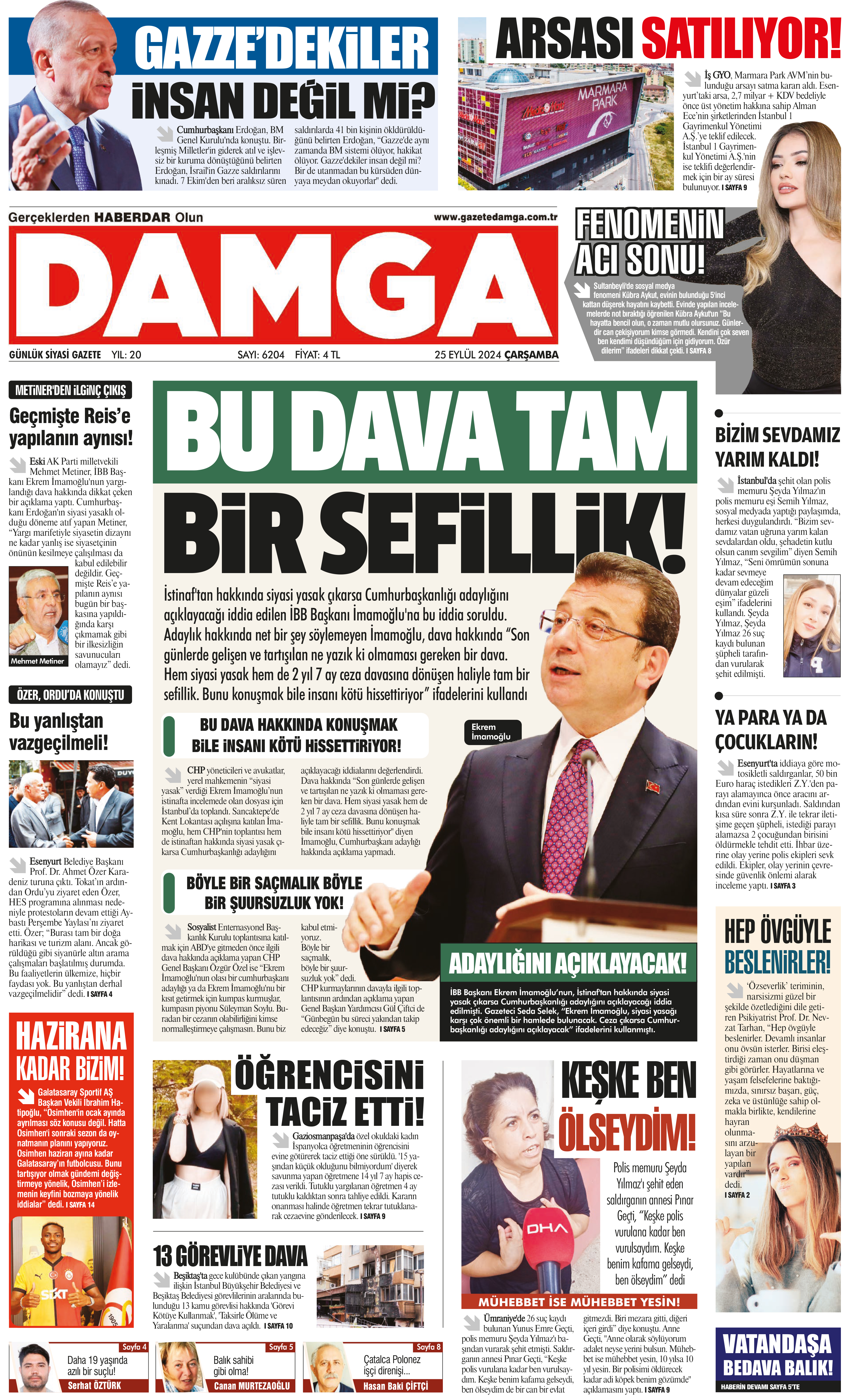 https://www.damga.com/DAMGA 25 Eylül 2024 Çarşamba Sayfaları