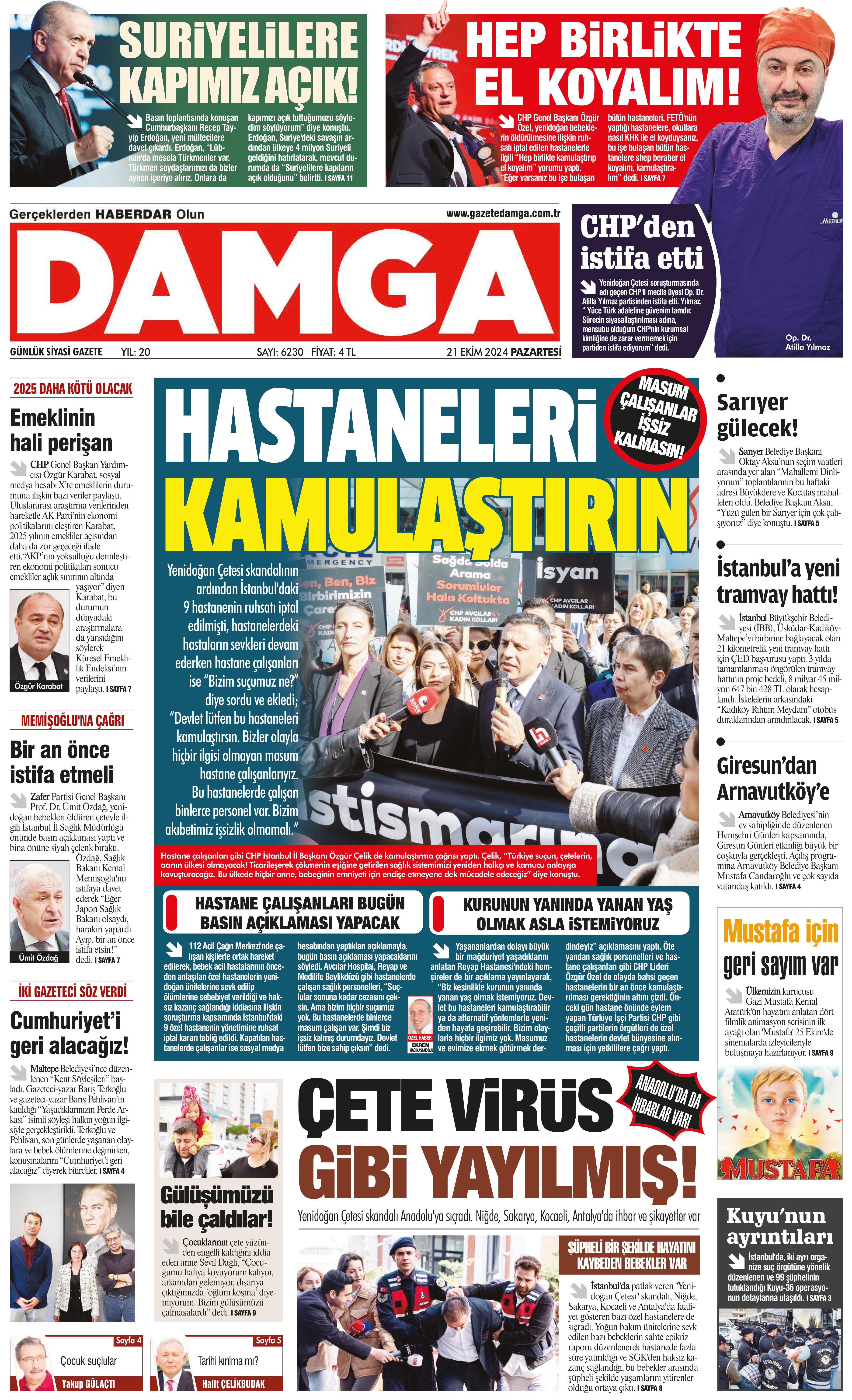 https://www.damga.com/DAMGA 21 Ekim 2024 Pazartesi Sayfaları