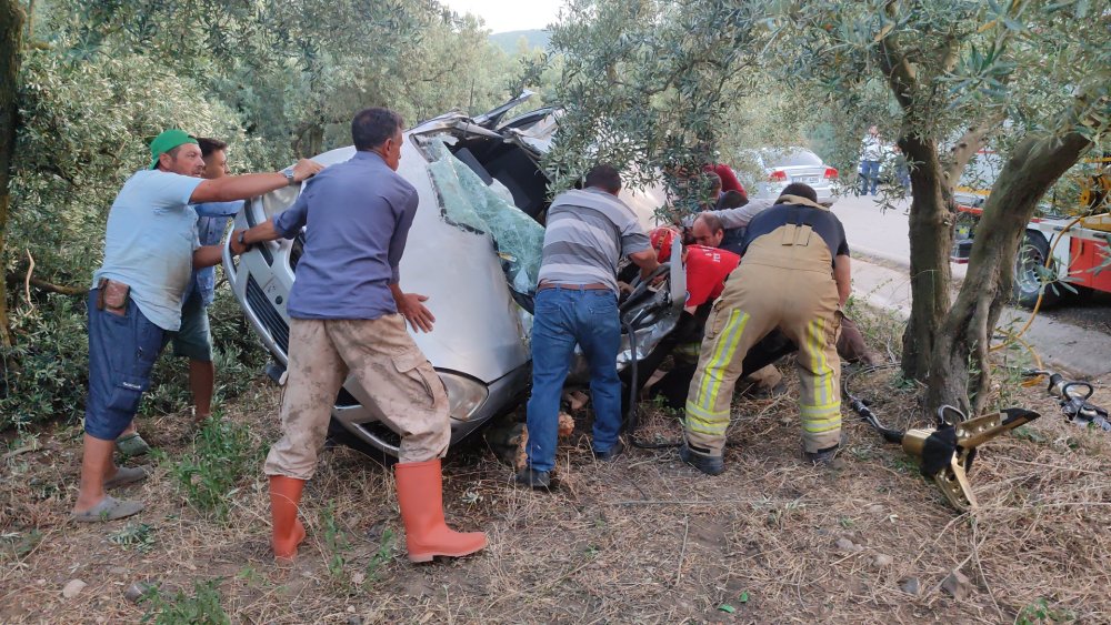 Otomobil zeytinliğe daldı: 1 ölü, 1 ağır yaralı