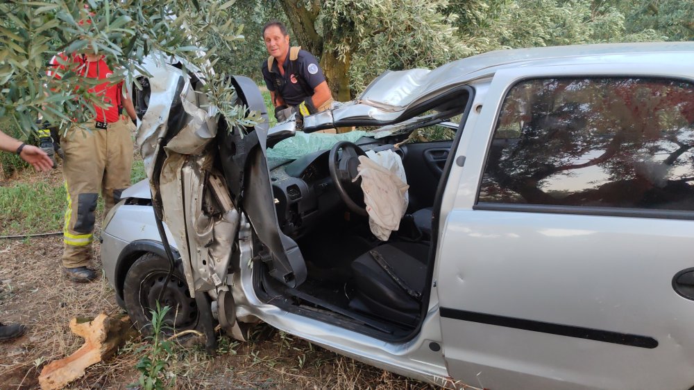 Otomobil zeytinliğe daldı: 1 ölü, 1 ağır yaralı