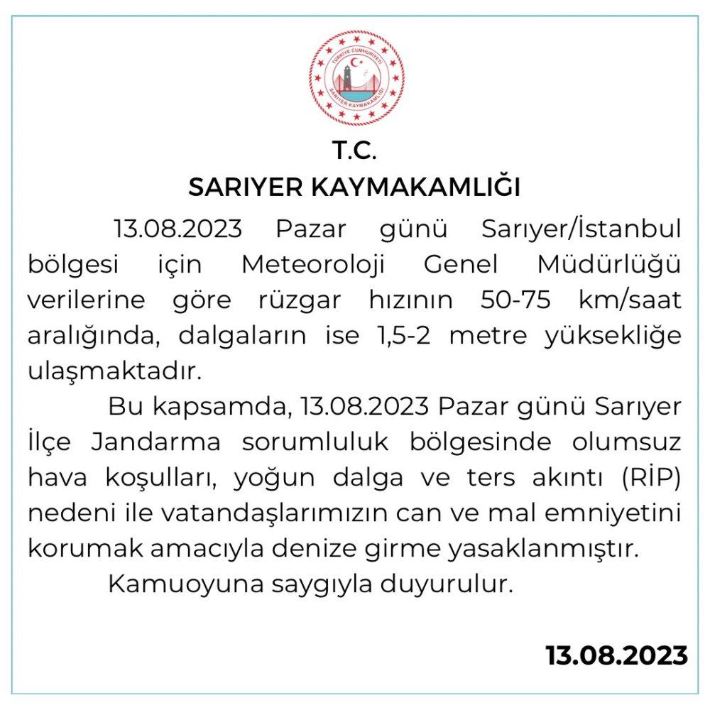 İstanbul'un bir ilçesinde denize girmek yasaklandı