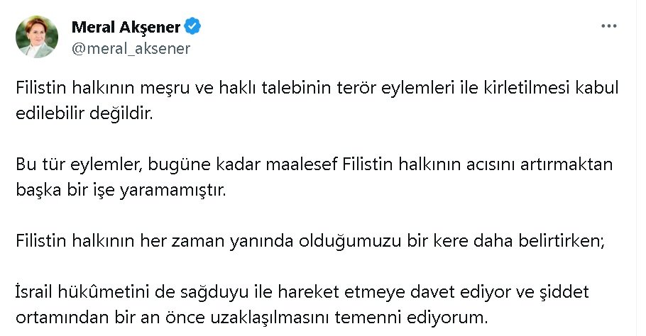 Akşener'den savaş açıklaması