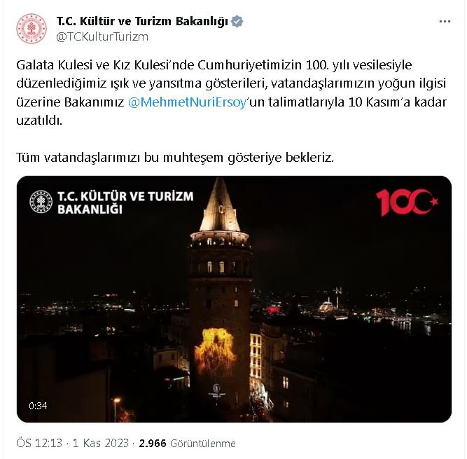 Galata ve Kız Kulesindeki ışık gösterileri 10 Kasım'a kadar devam edecek