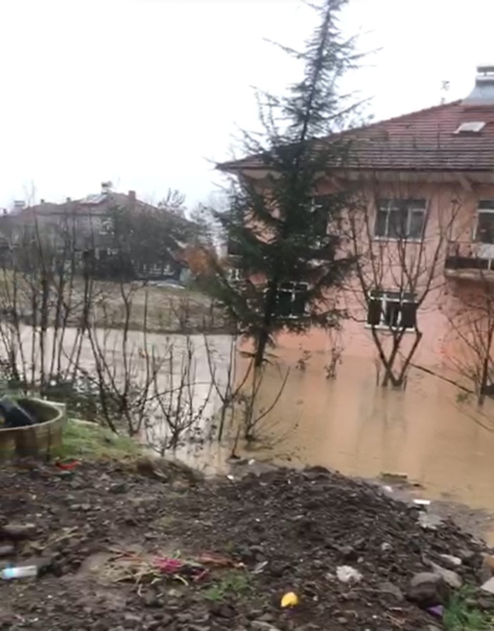 Düzce'de sağanak; dereler taştı, evleri su bastı