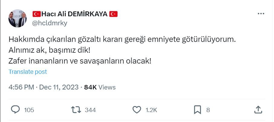 Zafer Partisi Kayseri İl Başkanı gözaltına alındı