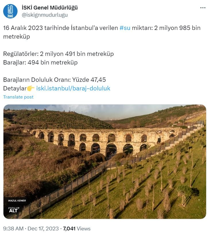 Baraj doluluk oranları ne kadar oldu 17 Aralık Pazar 2023?