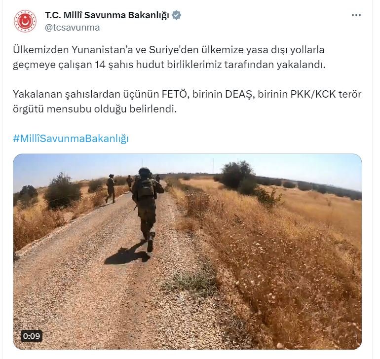 Sınırlarımızda 5'i terör örgütü mensubu 14 kişi yakalandı