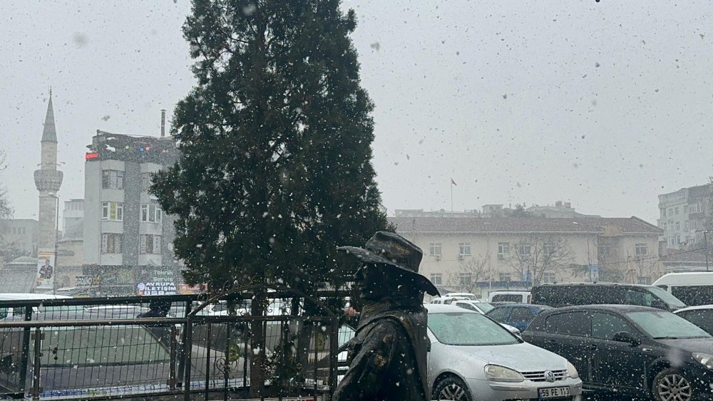 Tekirdağ'da lapa lapa kar yağdı