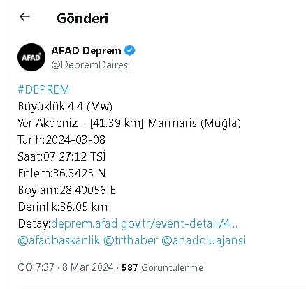 Akdeniz'de deprem! Merkez üssü neresi, şiddeti kaç?