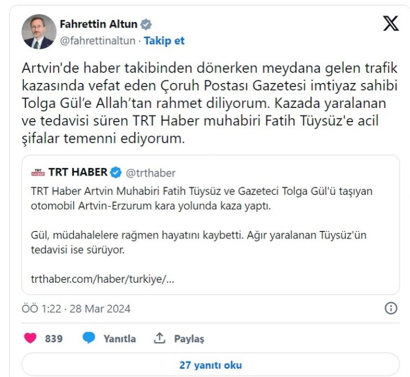 Haberden dönen gazeteciler kaza yaptı: 1 ölü, 1 yaralı