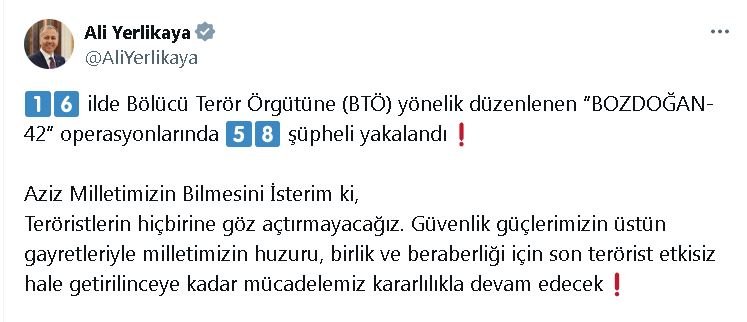 16 ilde bölücü terör örgütüne operasyon: 58 şüpheli gözaltına lalındı