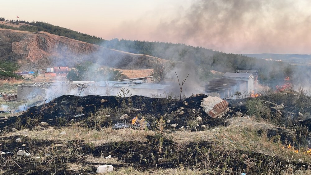 Edirne'deki otluk alanda çıkan yangın, güvercin kümeslerine yaklaştı