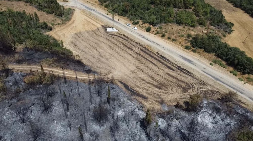 Çanakkale'deki orman yangının başladığı alan havadan görüntülendi