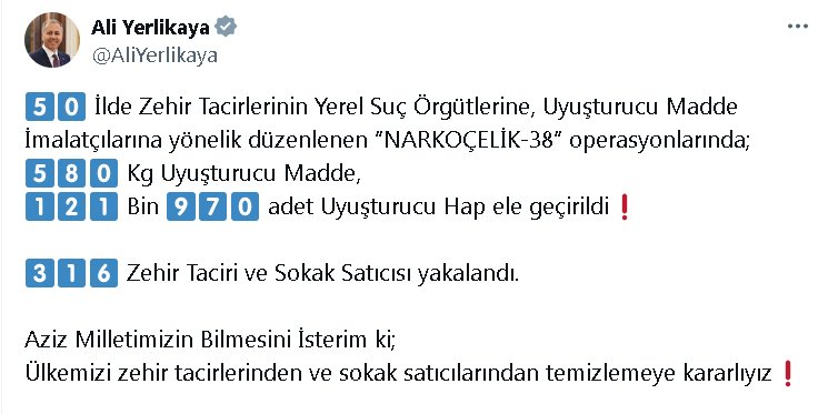 50 ilde narkotik operasyonu: 316 gözaltı