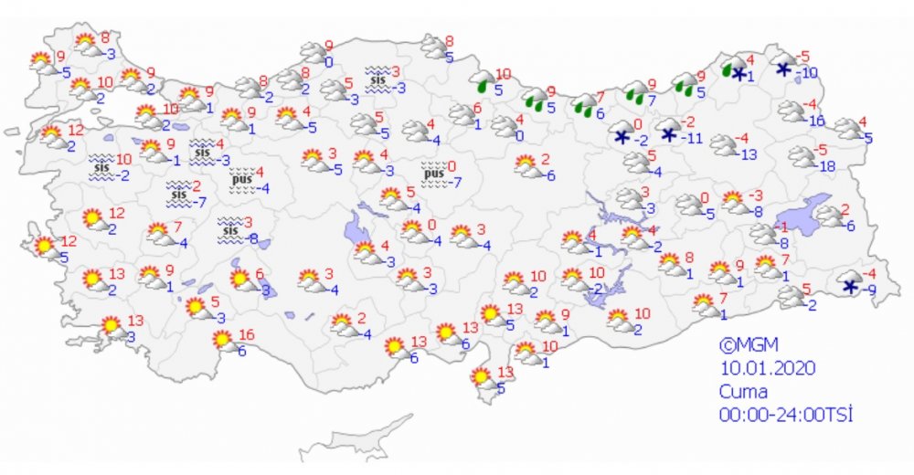 10 ocak hava durumu