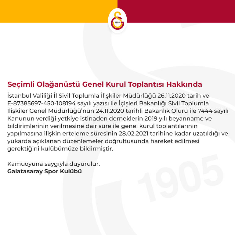 Galatasaray'dan yapılan açıklama