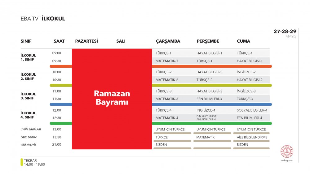 EBA TV 27 Mayıs Çarşamba lise ders programı