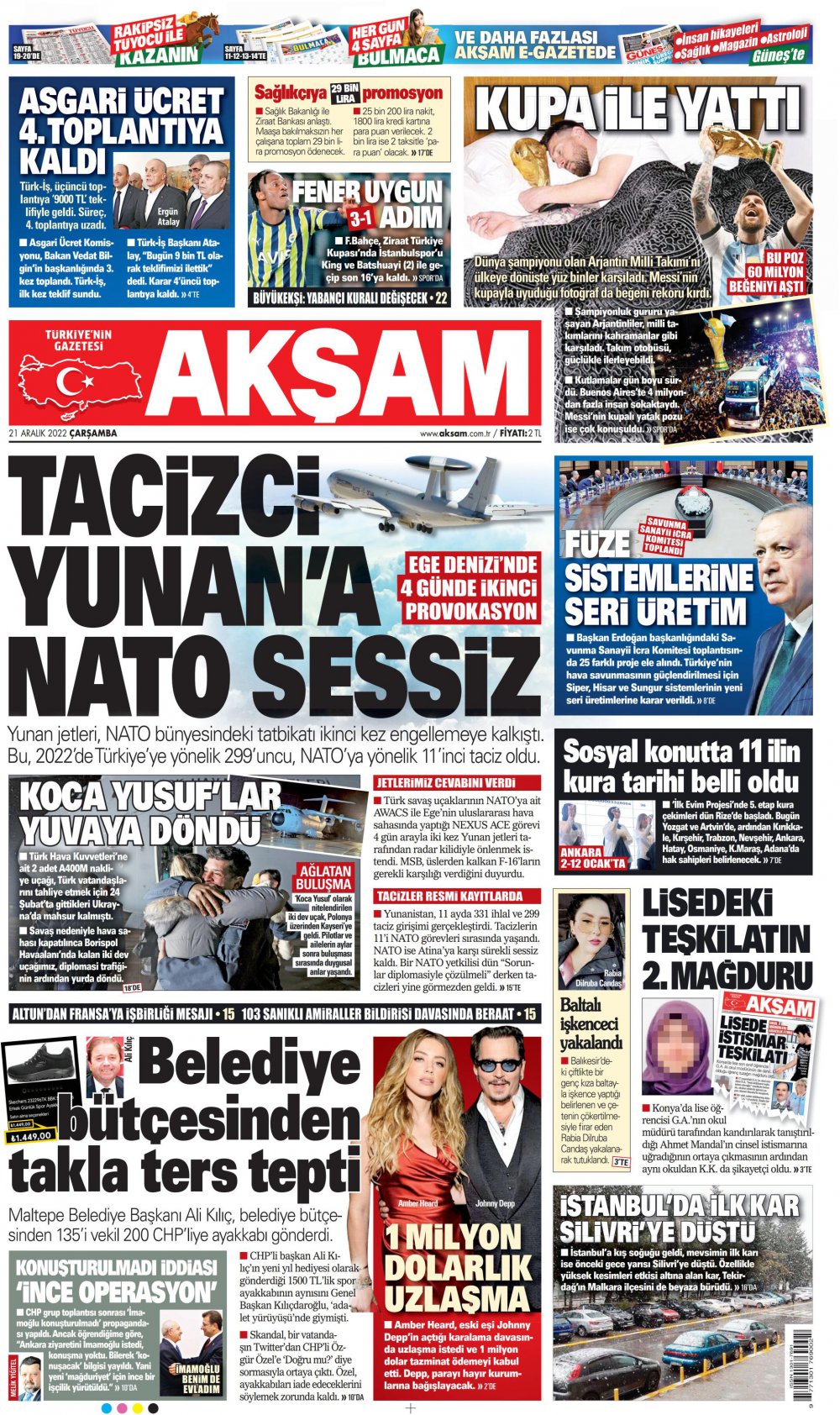 21 Aralık Çarşamba Akşam Gazetesi