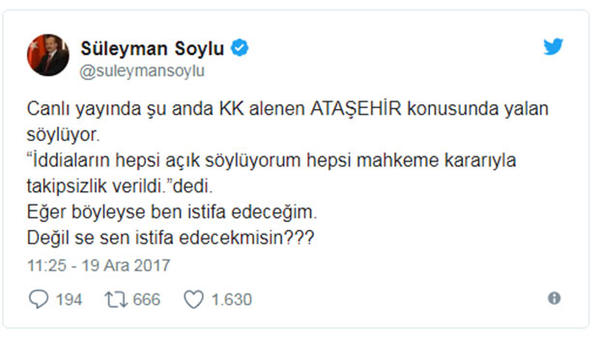 süleyman soylu tweet