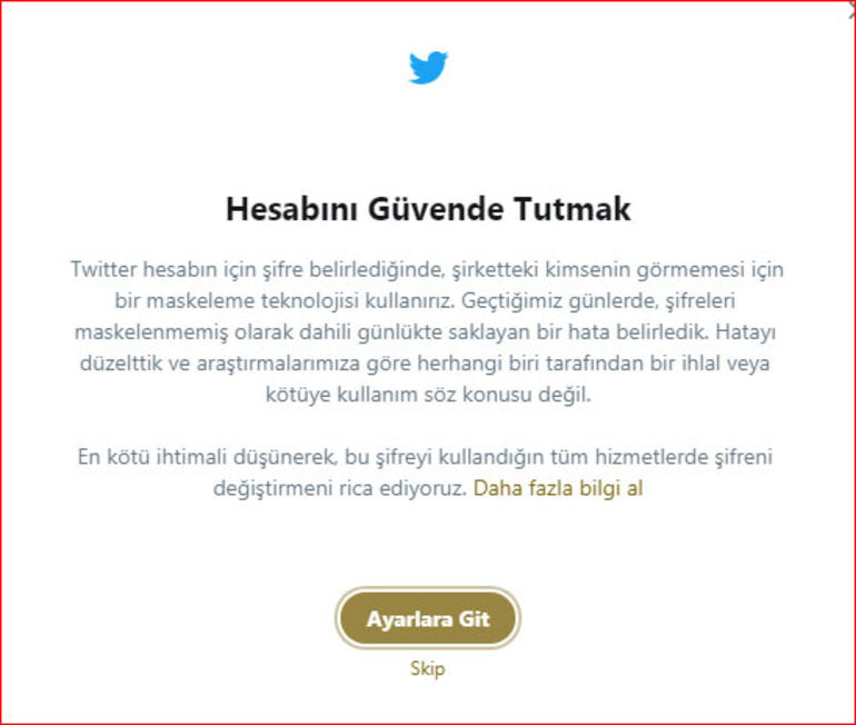 twitter şifre değiştirme