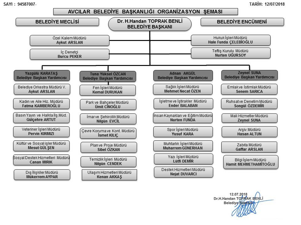 avcılar belediyesi organizasyon şeması