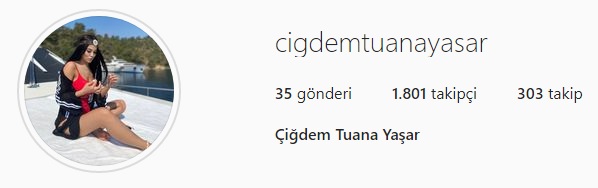 Çiğdem Tuana Yaşar Instagram hesabı